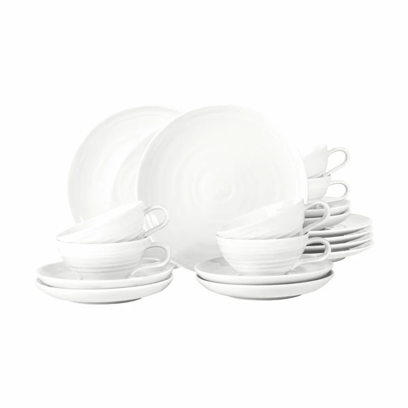 Seltmann Weiden Teeservice 18-tlg. klein Terra Weiß, Geschirr-Set, Porzellan, 001.773421