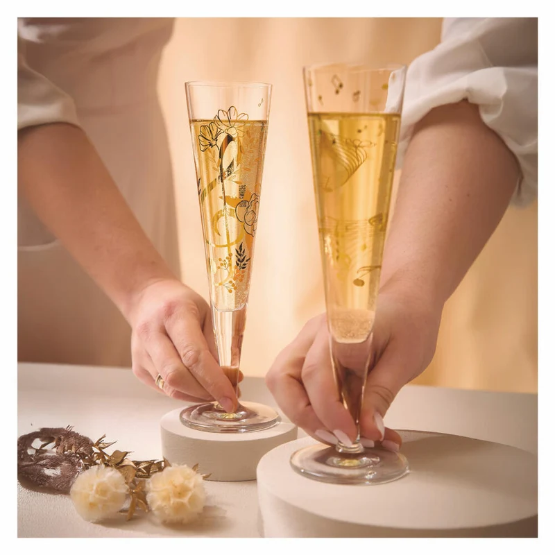 Ritzenhoff Champagnerglas Goldnacht Champus 046, Theresa Kuhlmann F25, Kristallglas, 205 ml, 1071046