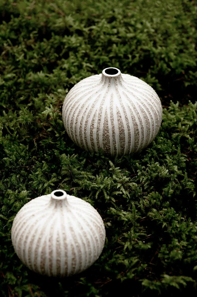 LINDFORM Vase Bari Stripe Brown in 2 Größen