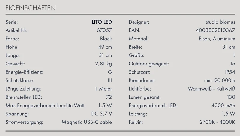 BLOMUS LED Mobile Laterne Lito L black