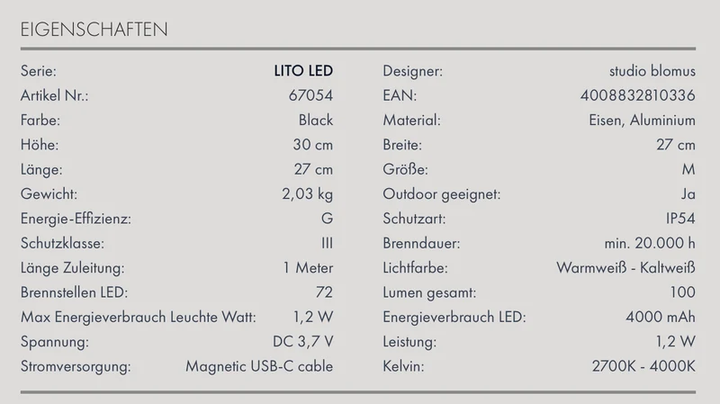 BLOMUS LED Mobile Laterne Lito M black