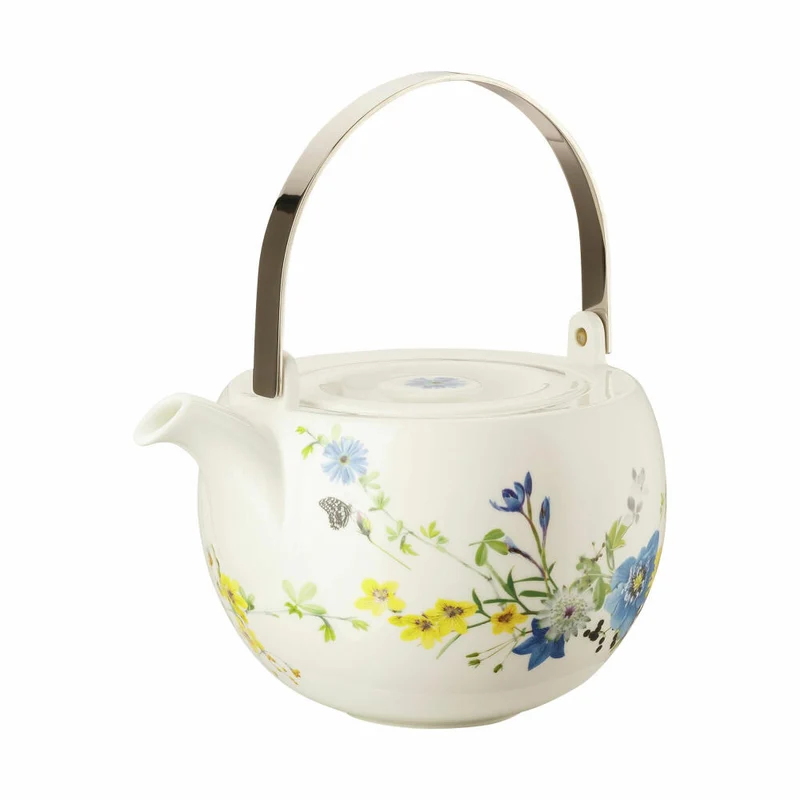 Rosenthal Teekanne Brillance - Fleurs des Alpes für 6 Personen, Bone China, Mehrfarbig, 1.35 L, 10530-405108-14235