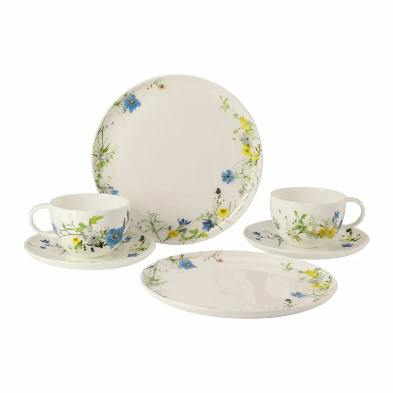 Rosenthal Geschirr-Kombi-Set Brillance - Fleurs des Alpes 6-tlg., Bone China, Mehrfarbig, 10530-405108-28597