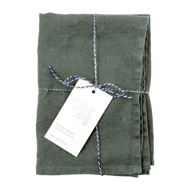 Leinen Geschirrtuch – Forest Green