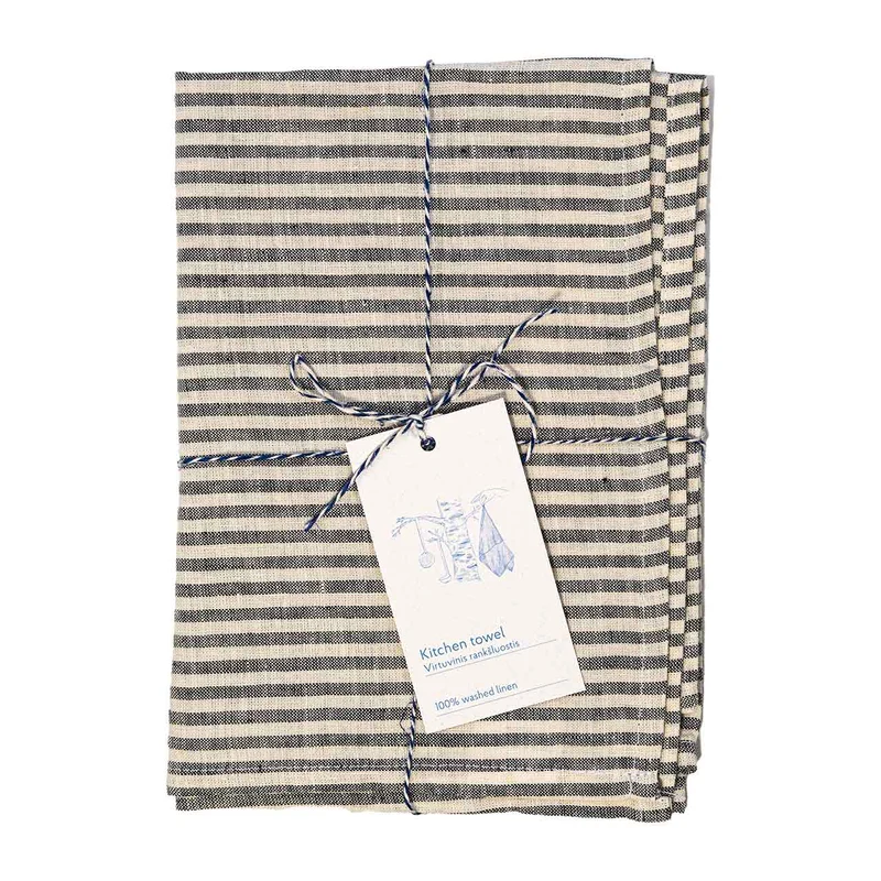 Leinen Geschirrtuch – Thin Black Stripes