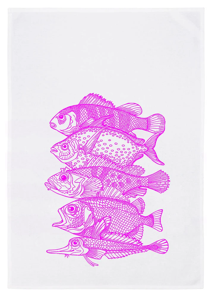 Geschirrtuch – Fische – neon-pink