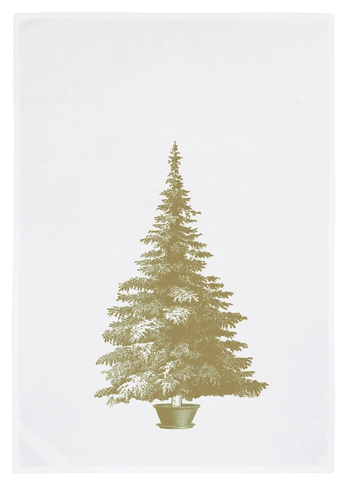 Geschirrtuch – Weihnachtsbaum – gold