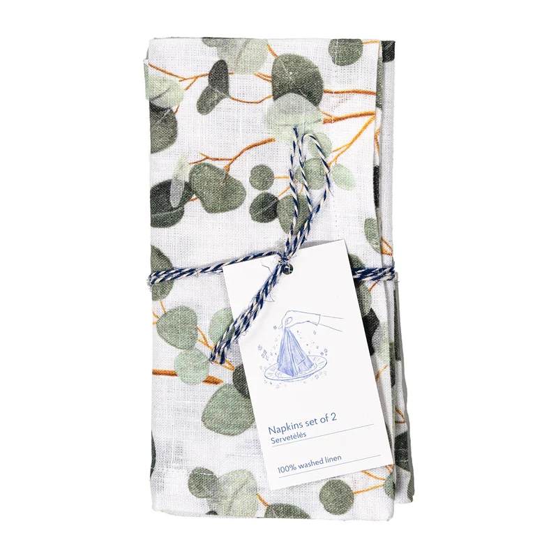 Leinen Servietten – Eucalyptus – 2er Set