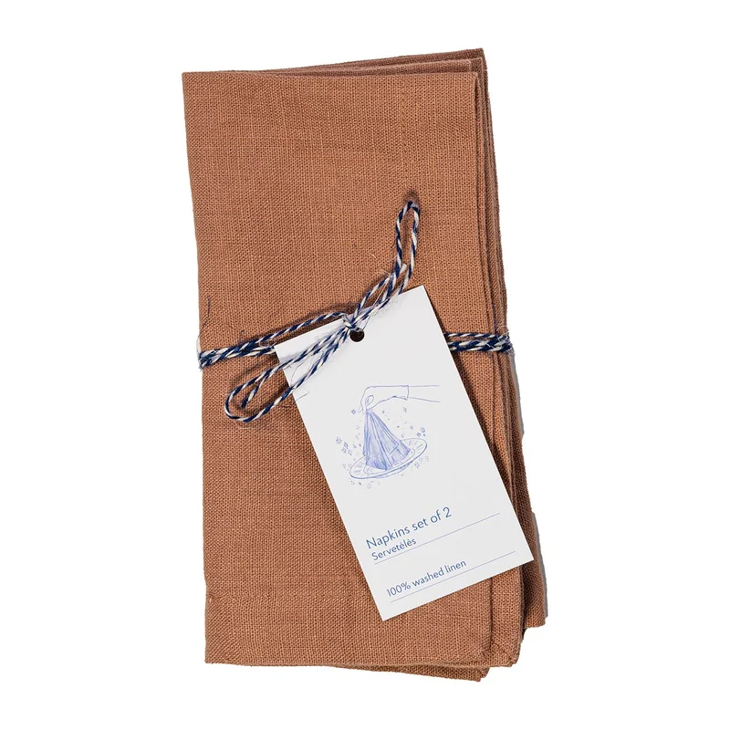 Leinen Servietten – Cafe Creme – 2er Set