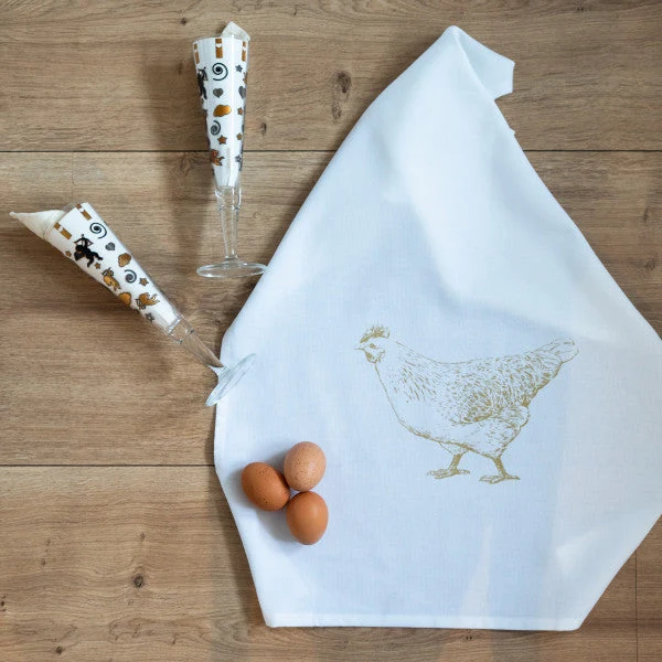 Geschirrtuch – Huhn – gold
