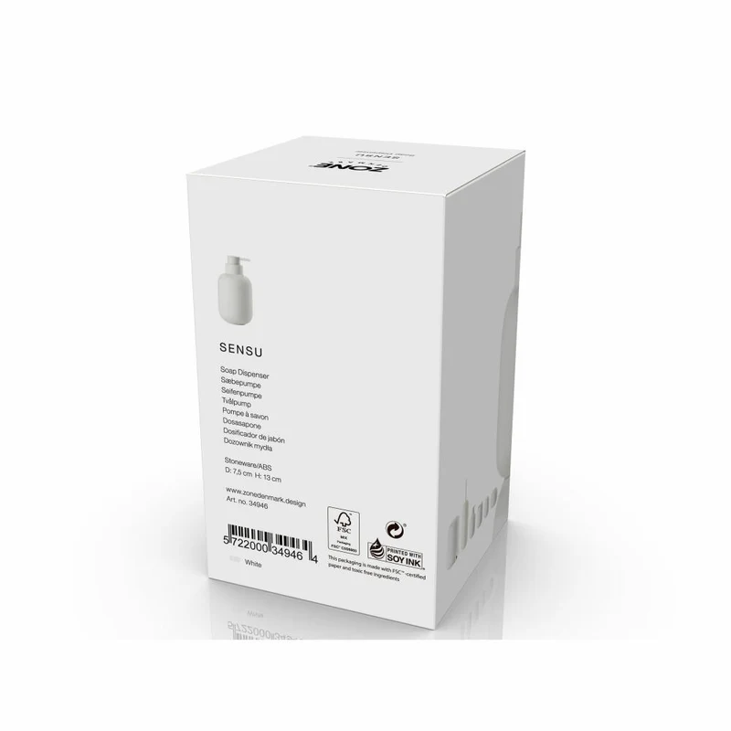 Zone Denmark Seifenspender Sensu White, Steinzeug, ABS, Weiß, 300 ml, 34946
