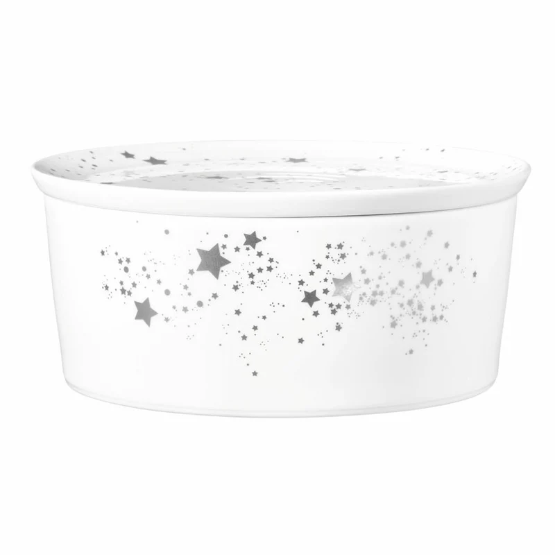 Seltmann Weiden Schale 5298 mit Deckel Liberty Silver Stars, Schüssel, Porzellan, Silberfarben, 21 x 9 cm, 001.774721