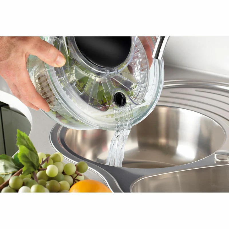 Mastrad Salatschleuder mit Glasschüssel, Borosilikatglas, Kunststoff, Transparent, 2.5 L, F31281