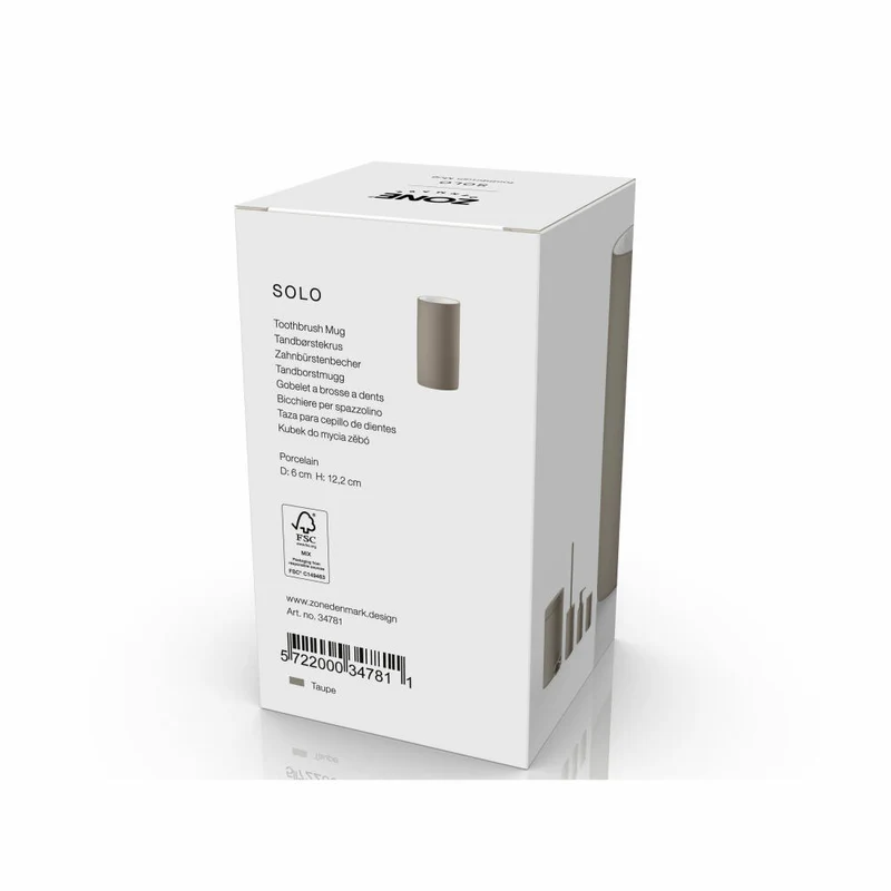 Zone Denmark Zahnbürstenbecher Solo Taupe, Zahnbürstenhalter, Porzellan, Braun, 34781