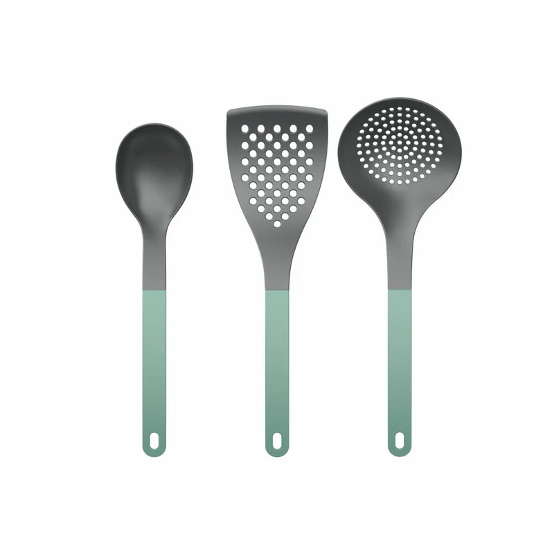 Rosti Küchenhelfer-Set New Optima 3-tlg. Nordic Green 3-tlg., Kochlöffel, Pfannenwender, Nylon, Grün, 34597