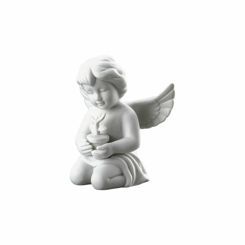 Rosenthal Dekofigur Engel mit Blumentopf, Porzellan, Weiß, 10.1 cm, 69055-000102-90538