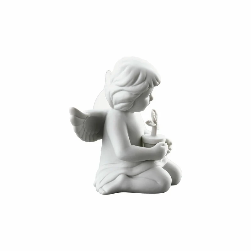 Rosenthal Dekofigur Engel mit Blumentopf, Porzellan, Weiß, 10.1 cm, 69055-000102-90538