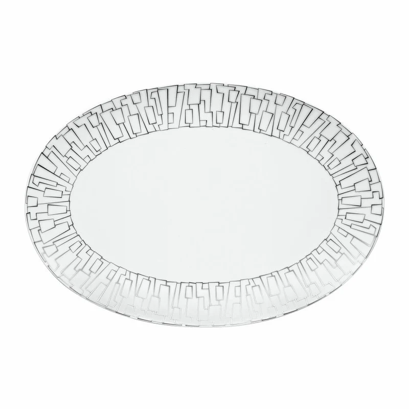 Rosenthal Servierplatte TAC Gropius Skin Platin, Porzellan, Silber, 34 cm, 11280-403239-12734