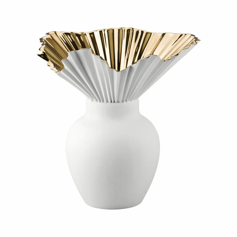 Rosenthal Vase Falda Gold Titanisiert, Dekovase, Porzellan, Gold, 27 cm, 14438-426157-26027