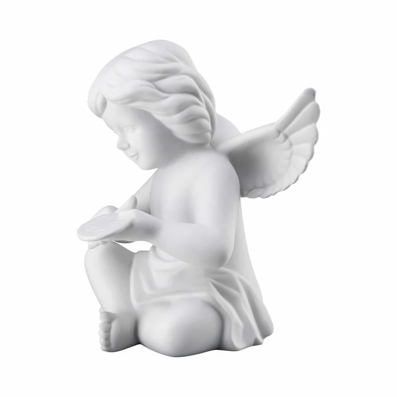 Rosenthal Dekofigur Engel mit Malerpalette, Porzellan, Weiß, 13.9 cm, 69056-000102-90535