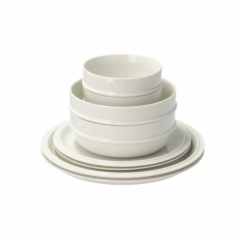Zone Denmark Geschirr-Set Eau 8-tlg., Teller, Schalen, Porzellan, Weiß, 33085