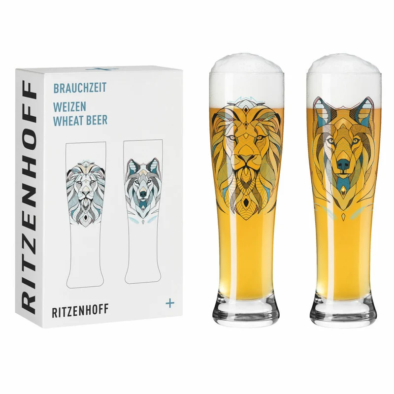 Ritzenhoff Weizenbierglas 2er Set Brauchzeit Weizen 027 028, Andreas Preis F25, Kristallglas, 646 ml, 3481015