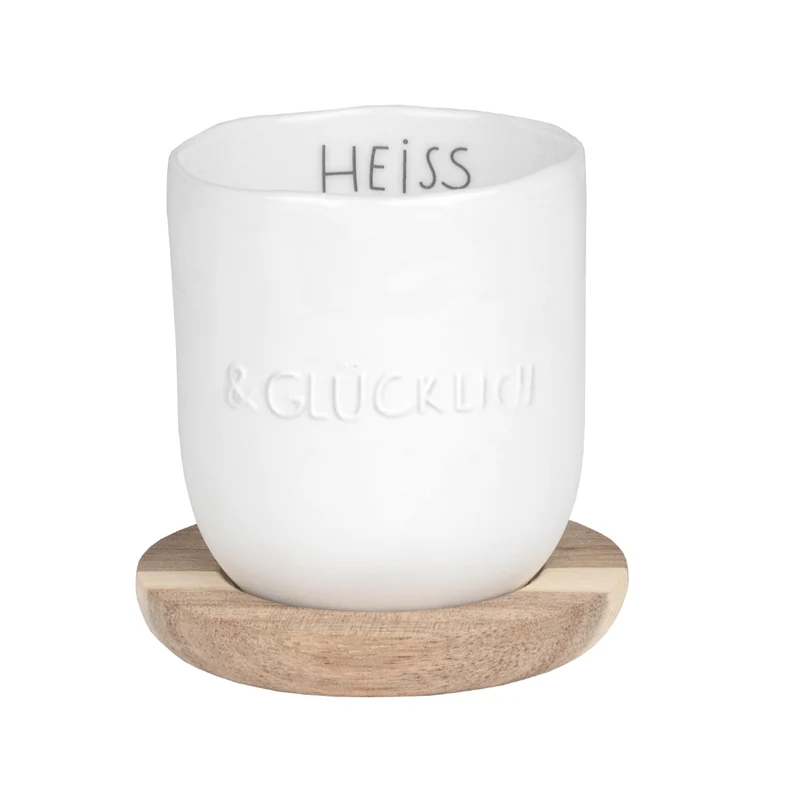 RAEDER DESIGN Guten Morgen Kleiner Becher "Heiss & glücklich"