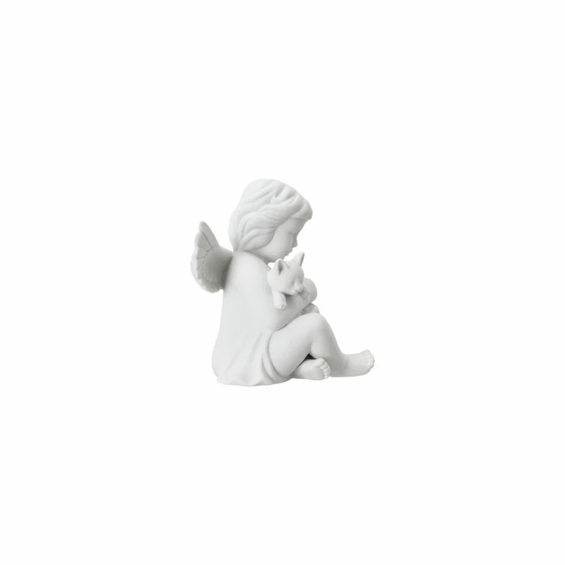 Rosenthal Dekofigur Engel mit Katze, Porzellan, Weiß, 14.3 cm, 69056-000102-90517