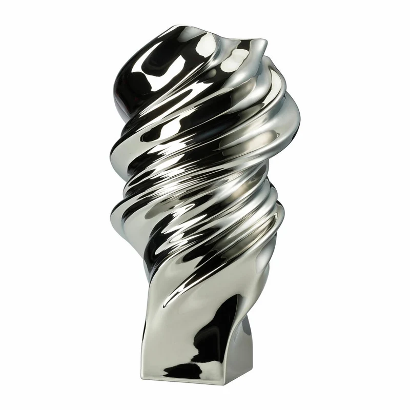 Rosenthal Vase Squall Platin, Dekovase, Porzellan, Silber, 32 cm, 14463-426159-26032