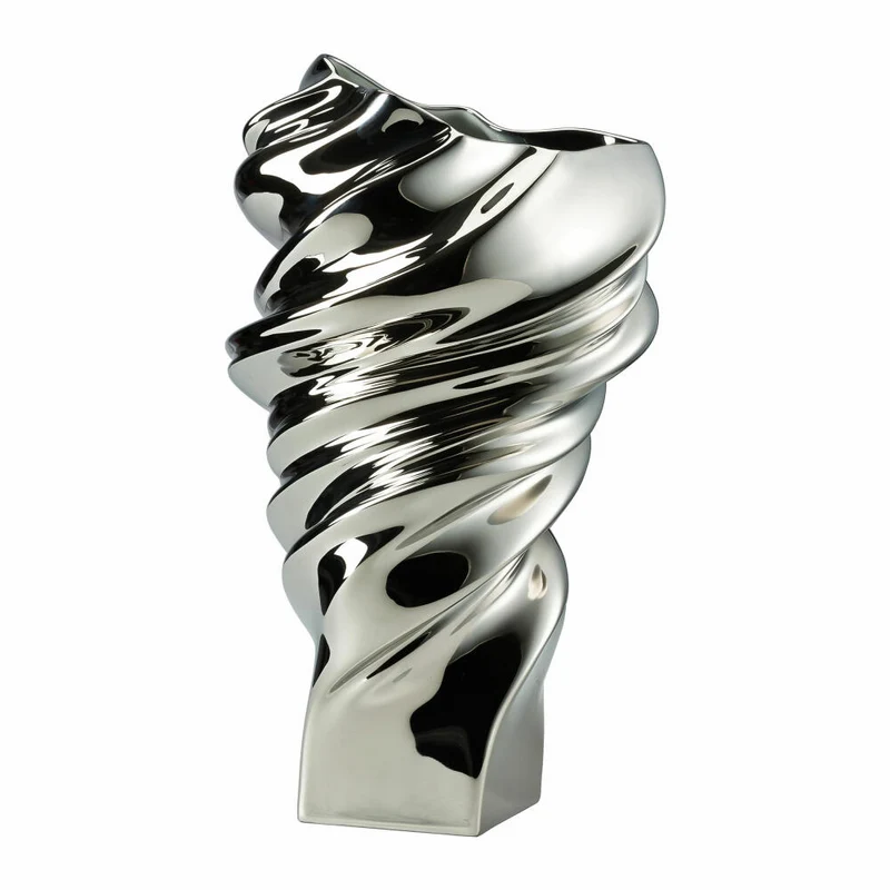 Rosenthal Vase Squall Platin, Dekovase, Porzellan, Silber, 32 cm, 14463-426159-26032