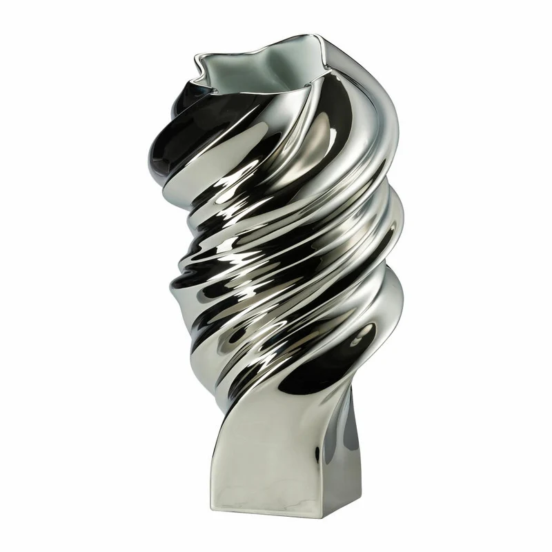 Rosenthal Vase Squall Platin, Dekovase, Porzellan, Silber, 32 cm, 14463-426159-26032