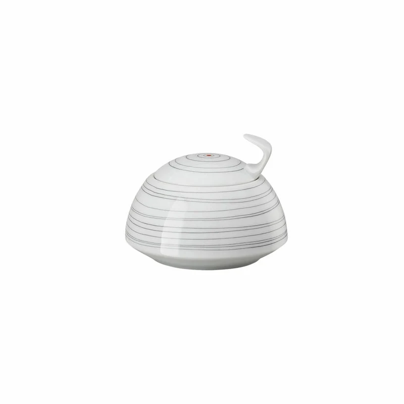 Rosenthal Zuckerdose TAC Gropius Stripes 2.0 für 6 Personen, Porzellan, Grau, 11280-403261-14330