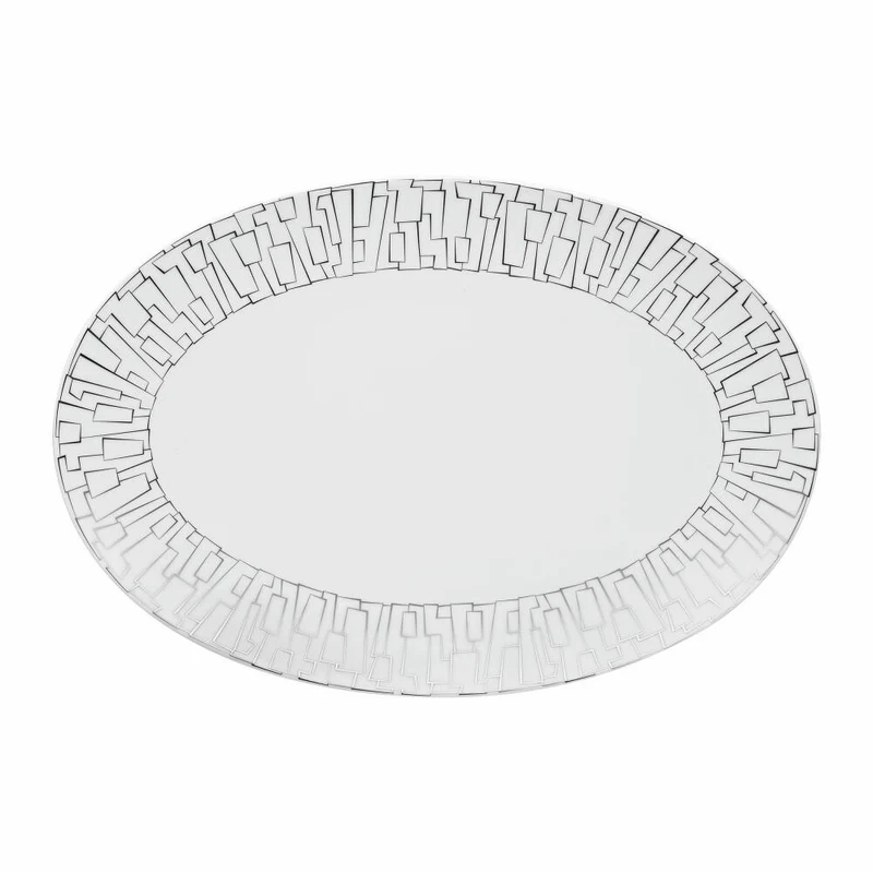 Rosenthal Servierplatte TAC Gropius Skin Platin, Porzellan, Silber, 38 cm, 11280-403239-12738