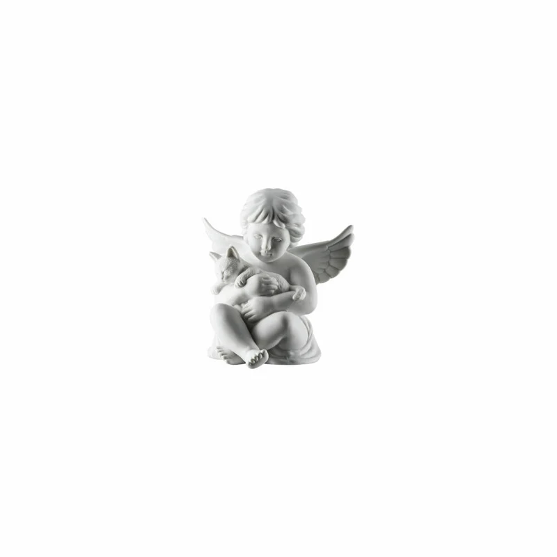 Rosenthal Dekofigur Engel mit Katze, Porzellan, Weiß, 10.4 cm, 69055-000102-90517