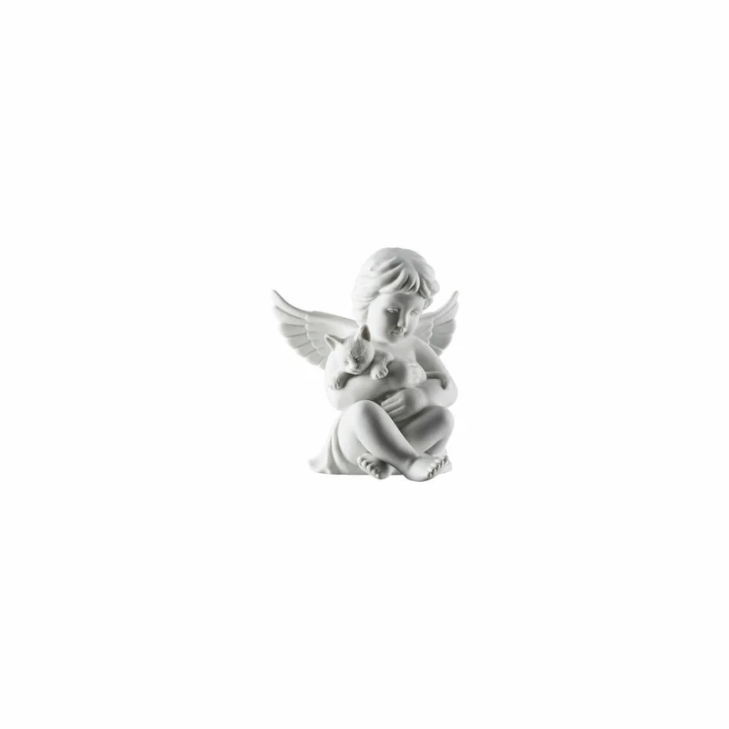 Rosenthal Dekofigur Engel mit Katze, Porzellan, Weiß, 10.4 cm, 69055-000102-90517