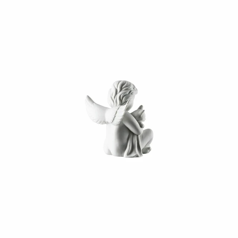 Rosenthal Dekofigur Engel mit Katze, Porzellan, Weiß, 10.4 cm, 69055-000102-90517