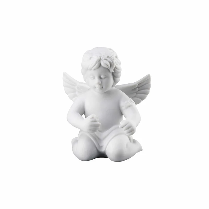 Rosenthal Dekofigur Engel mit Blumenkranz, Porzellan, Weiß, 6.3 cm, 69054-000102-90534