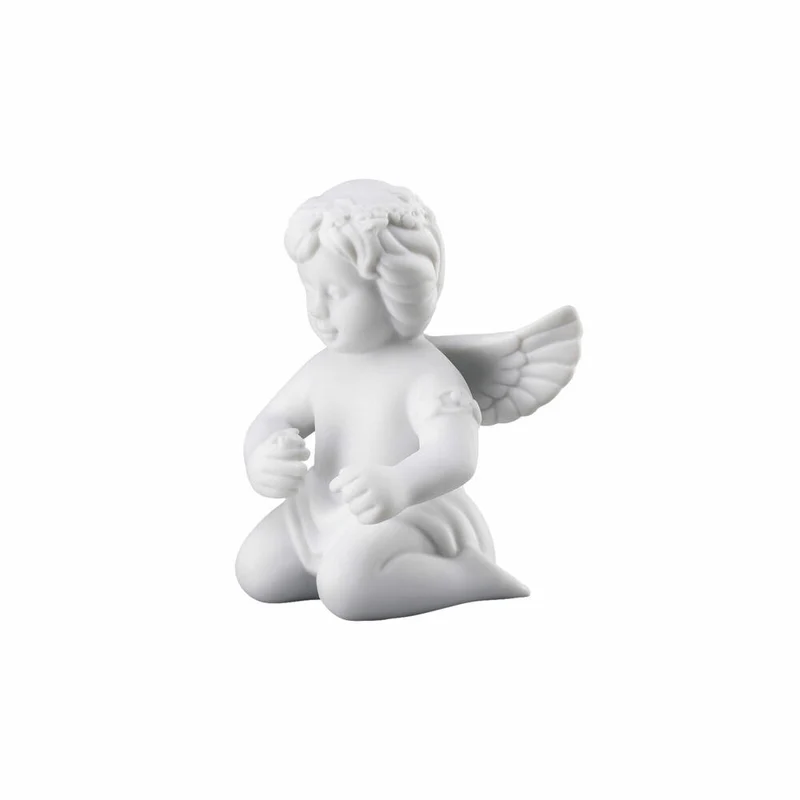 Rosenthal Dekofigur Engel mit Blumenkranz, Porzellan, Weiß, 6.3 cm, 69054-000102-90534