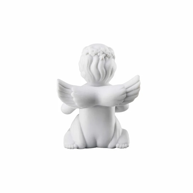 Rosenthal Dekofigur Engel mit Blumenkranz, Porzellan, Weiß, 6.3 cm, 69054-000102-90534