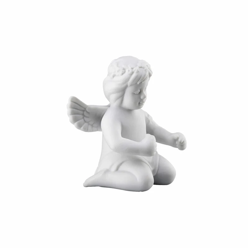 Rosenthal Dekofigur Engel mit Blumenkranz, Porzellan, Weiß, 6.3 cm, 69054-000102-90534