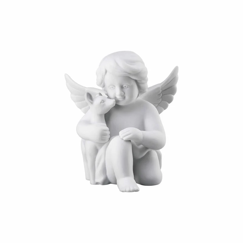 Rosenthal Dekofigur Engel mit Bambi, Porzellan, Weiß, 10 cm, 69055-000102-90533