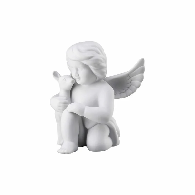 Rosenthal Dekofigur Engel mit Bambi, Porzellan, Weiß, 10 cm, 69055-000102-90533