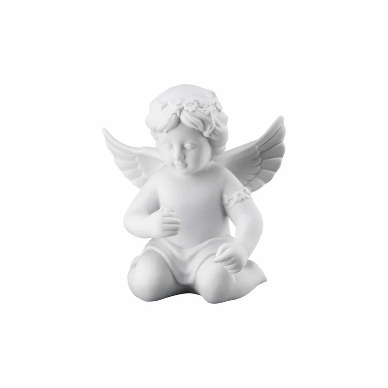 Rosenthal Dekofigur Engel mit Blumenkranz, Porzellan, Weiß, 10.2 cm, 69055-000102-90534