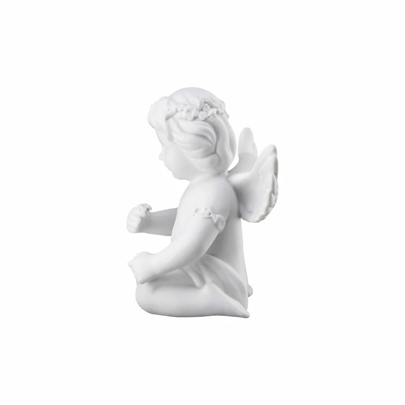 Rosenthal Dekofigur Engel mit Blumenkranz, Porzellan, Weiß, 10.2 cm, 69055-000102-90534