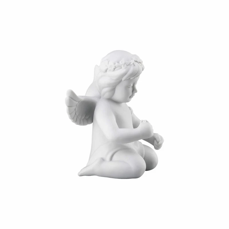 Rosenthal Dekofigur Engel mit Blumenkranz, Porzellan, Weiß, 10.2 cm, 69055-000102-90534