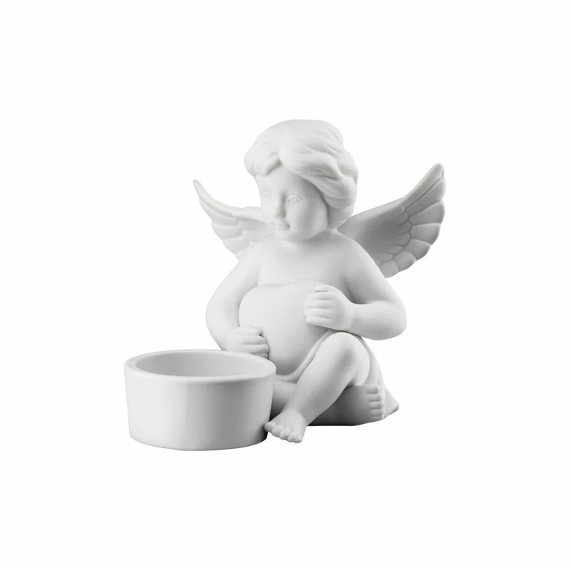 Rosenthal Dekofigur Engel mit Herz, Porzellan, Weiß, 8.7 cm, 69193-000102-90097