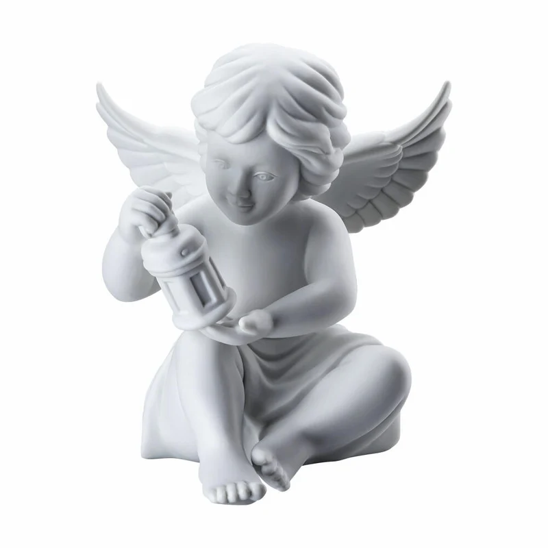Rosenthal Dekofigur Engel mit Laterne, Porzellan, Weiß, 13.9 cm, 69056-000102-90532