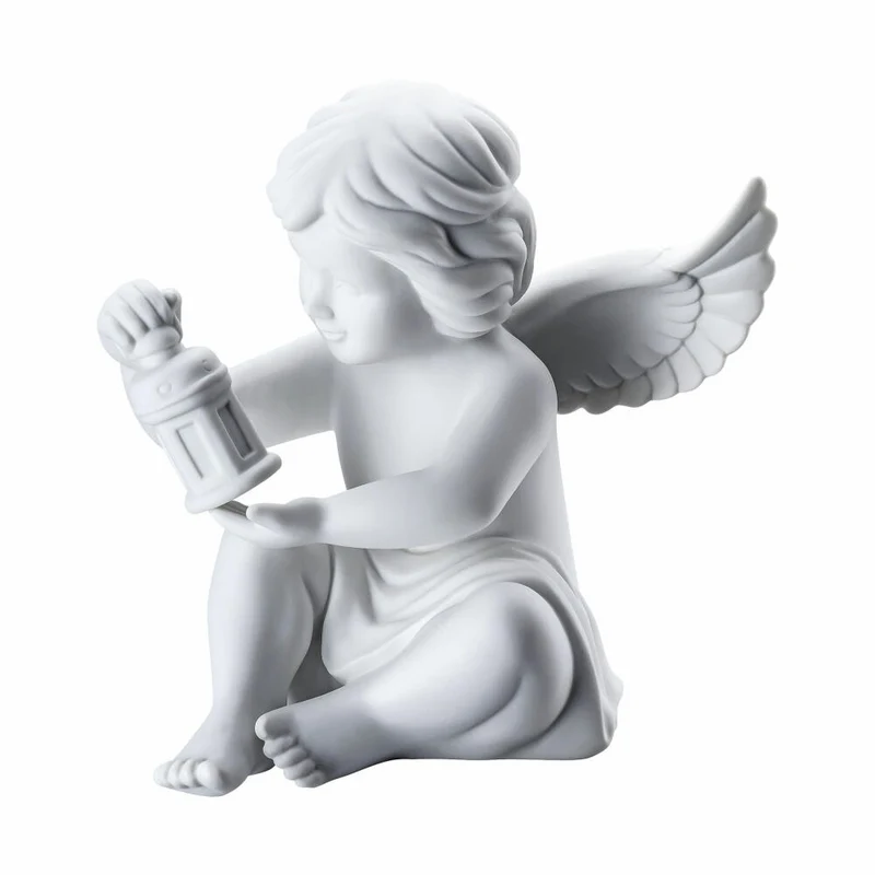 Rosenthal Dekofigur Engel mit Laterne, Porzellan, Weiß, 13.9 cm, 69056-000102-90532