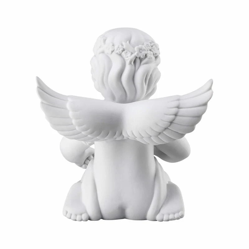 Rosenthal Dekofigur Engel mit Blumenkranz, Porzellan, Weiß, 13.5 cm, 69056-000102-90534