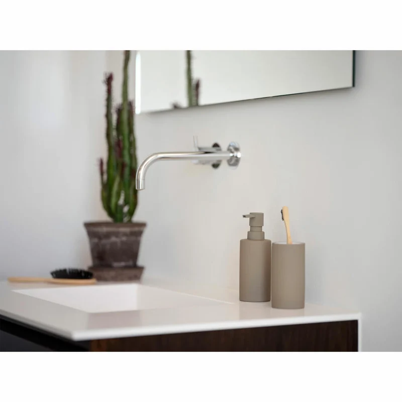 Zone Denmark Seifenspender Solo Taupe, Porzellan, ABS, Braun, 300 ml, 34780